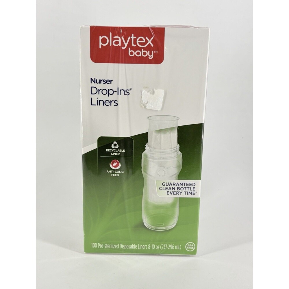 Playtex Baby Drop-Ins 8-10 oz Baby Bottle Liners, 100 Pieces Brand New Sealed